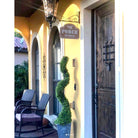 Mediterranean Knotty Alder Square Top Speakeasy Exterior Door - Krosswood