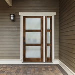Modern Douglas Fir 3 Lite Satin Etched Glass Exterior Door - Krosswood