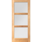 Modern Douglas Fir 3 Lite Satin Etched Glass Exterior Door - Krosswood