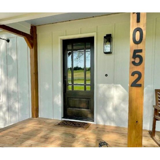 36 in. x 80 in. Farmhouse 3/4 Lite Black Stain Douglas Fir Prehung Front Door 36 in. x 80 in. Farmhouse 3/4 Lite Black Stain Douglas Fir Prehung Front Door