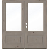 Modern Farmhouse Knotty Alder 3/4 Lite Glass Exterior Double Door - Krosswood