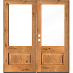 Modern Farmhouse Knotty Alder 3/4 Lite Glass Exterior Double Door - Krosswood