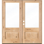 Modern Farmhouse Knotty Alder 3/4 Lite Glass Exterior Double Door - Krosswood