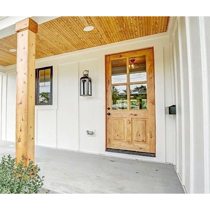 Modern Farmhouse Knotty Alder 4 Lite Glass Exterior Dutch Door - Krosswood