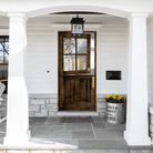 Modern Farmhouse Knotty Alder 4 Lite Glass Exterior Dutch Door - Krosswood