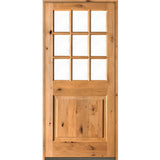 Modern Farmhouse Knotty Alder 9 Lite Clear Glass Exterior Door - Krosswood