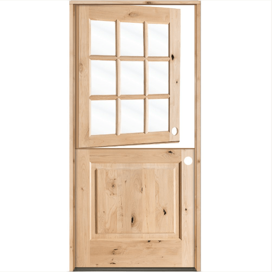 Modern Farmhouse Knotty Alder 9 Lite Exterior Dutch Door - Krosswood