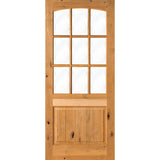 Modern Farmhouse Knotty Alder Clear Glass Arch Top Exterior Door - Krosswood