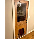 Modern Farmhouse Knotty Alder Clear Glass Door with Dog Door - Krosswood