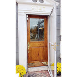 Modern Farmhouse Knotty Alder Clear Glass Door with Dog Door - Krosswood