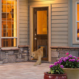 Modern Farmhouse Knotty Alder Clear Glass Door with Dog Door - Krosswood