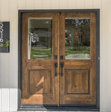 Modern Farmhouse Knotty Alder Half Lite Clear Glass Exterior Door - Krosswood