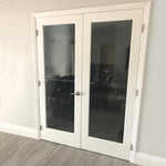 Modern Full Lite Clear Glass Window Interior Double Door - Krosswood