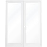 Modern Full Lite Clear Glass Window Interior Double Door - Krosswood