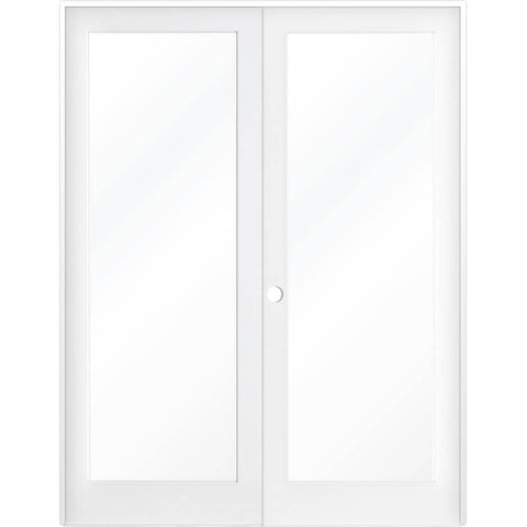 Full Light Window Primed MDF Full Lite Tempered Clear Glass Double French Doors | Krosswood