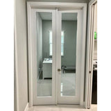 Modern Full Lite Clear Glass Window Interior Double Door - Krosswood