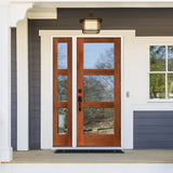 Modern Hemlock 3 Lite Clear Glass Window Exterior Door - Krosswood