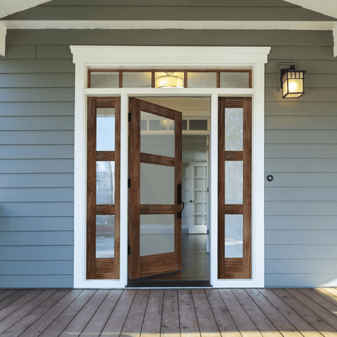 Modern Hemlock 3 Lite Clear Glass Window Exterior Door - Krosswood