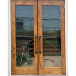 Modern Knotty Alder Full Lite Clear Exterior Double Door - Krosswood