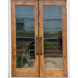 Modern Knotty Alder Full Lite Clear Exterior Double Door - Krosswood