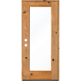 Modern Knotty Alder Full Lite Clear Glass Exterior Door - Krosswood