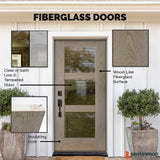 PINNACLE Craftsman Fiberglass 6 Lite Glass Double Door - Krosswood