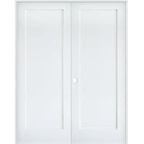 Primed MDF 1 Panel Shaker Interior Double Door - Krosswood