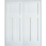 Primed MDF 3 Panel Shaker Double Interior Door - Krosswood