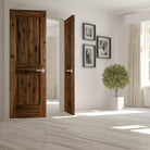 Rustic Farmhouse Knotty Alder Square Top Interior Double Door - Krosswood