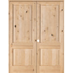 Rustic Farmhouse Knotty Alder Square Top Interior Double Door - Krosswood