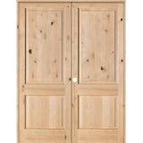 Rustic Farmhouse Knotty Alder Square Top Interior Double Door - Krosswood