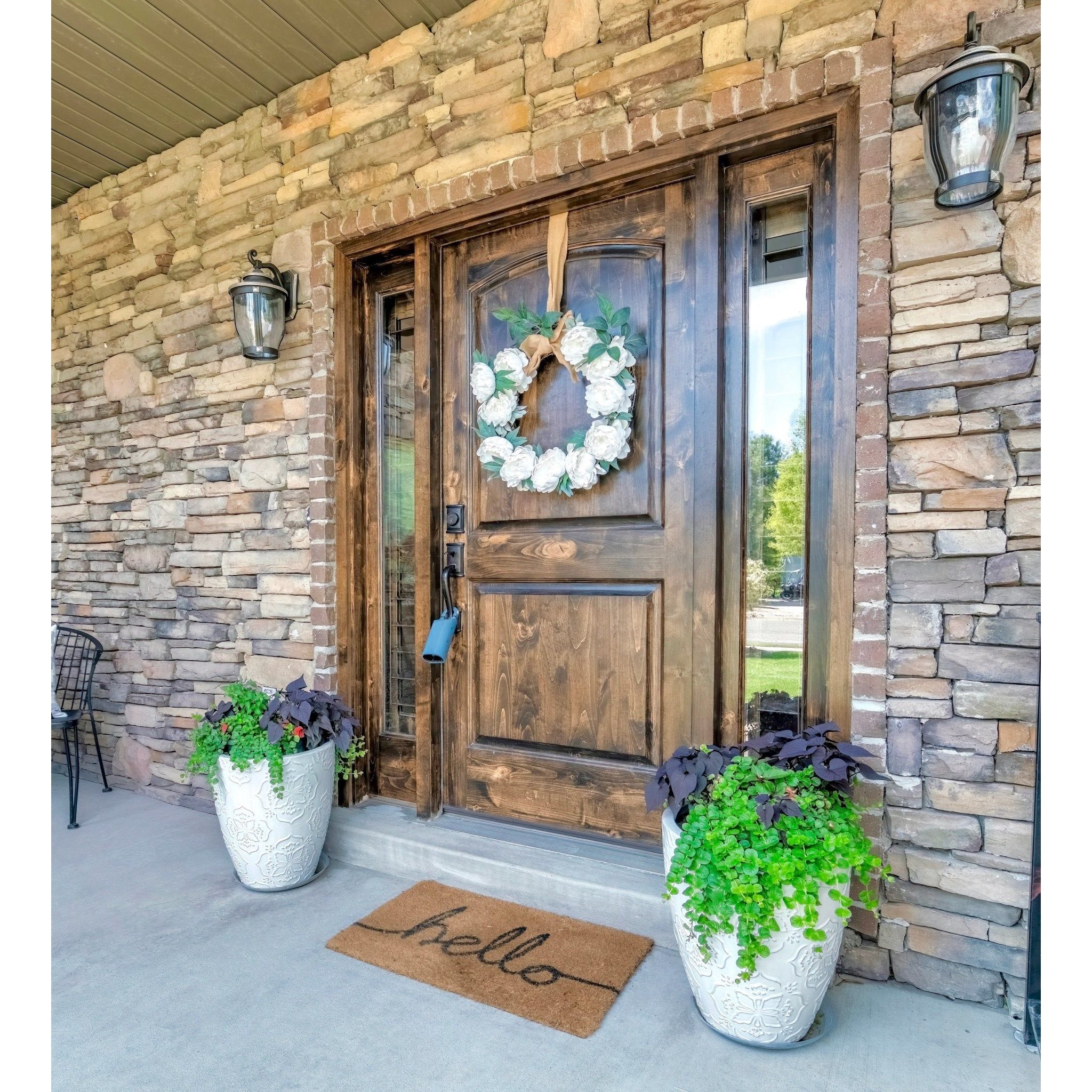Rustic Knotty Alder 2 Panel Arch Top Exterior Door - Krosswood