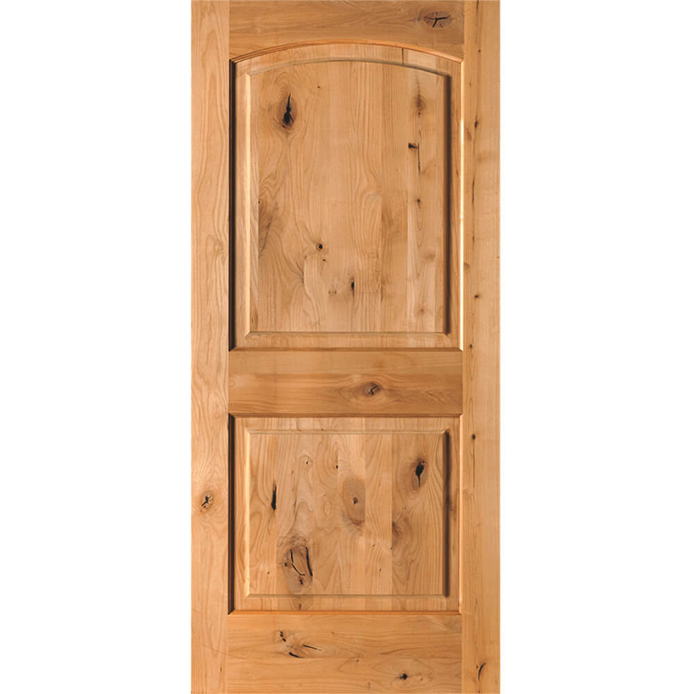 Rustic Knotty Alder 2 Panel Arch Top Exterior Door - Krosswood