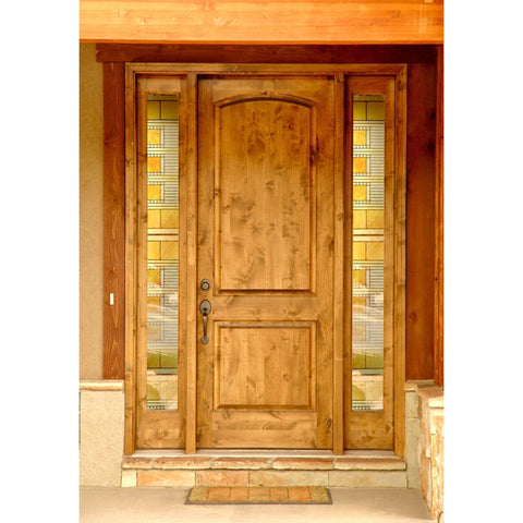 Rustic Knotty Alder 2 Panel Arch Top Exterior Door - Krosswood