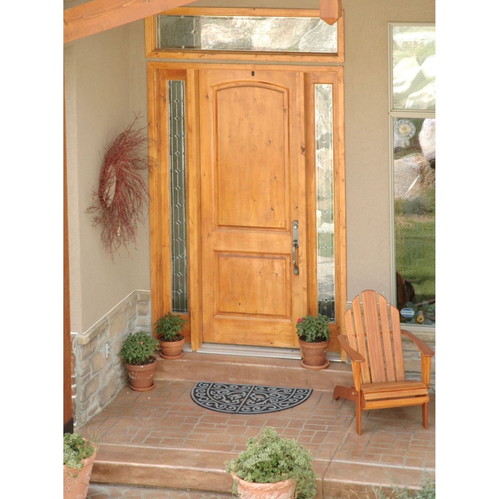 Rustic Knotty Alder 2 Panel Arch Top Exterior Door - Krosswood