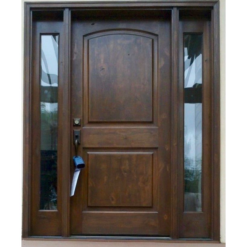 Rustic Knotty Alder 2 Panel Arch Top Exterior Door - Krosswood