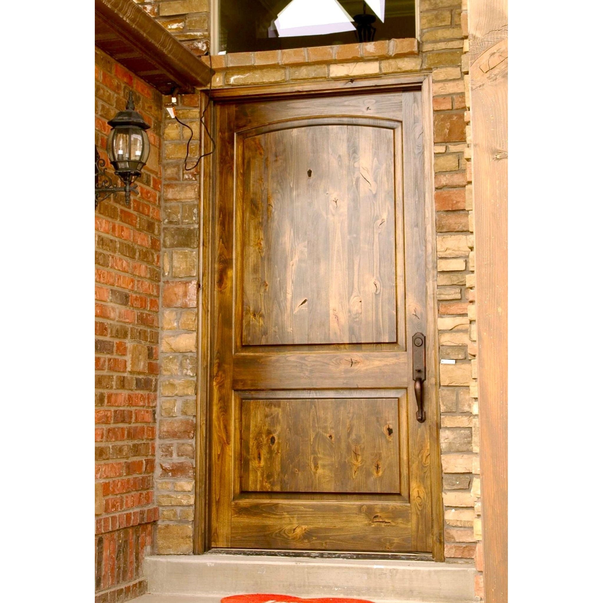 Rustic Knotty Alder 2 Panel Arch Top Exterior Door - Krosswood