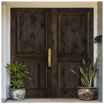 Rustic Knotty Alder 2 Panel Square Top Exterior Double Door - Krosswood