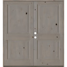 Rustic Knotty Alder 2 Panel Square Top Exterior Double Door - Krosswood
