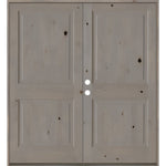 Rustic Knotty Alder 2 Panel Square Top Exterior Double Door - Krosswood