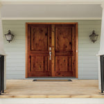 Rustic Knotty Alder 2 Panel Square Top Exterior Double Door - Krosswood