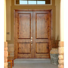 Rustic Knotty Alder 2 Panel Square Top Exterior Double Door - Krosswood