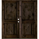 Rustic Knotty Alder 2 Panel Square Top Exterior Double Door - Krosswood
