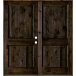 Rustic Knotty Alder 2 Panel Square Top Exterior Double Door - Krosswood