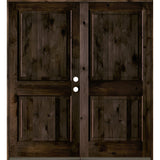 Rustic Knotty Alder 2 Panel Square Top Exterior Double Door - Krosswood