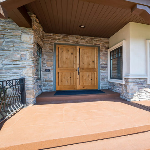 Rustic Knotty Alder Square Top Wood Exterior Double Door | Krosswood ...