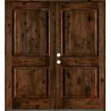 Rustic Knotty Alder Arch Top Exterior Double Door - Krosswood