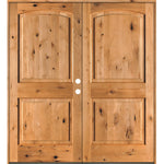 Rustic Knotty Alder Arch Top Exterior Double Door - Krosswood