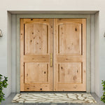 Rustic Knotty Alder Arch Top Exterior Double Door - Krosswood