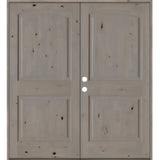 Rustic Knotty Alder Arch Top Exterior Double Door - Krosswood